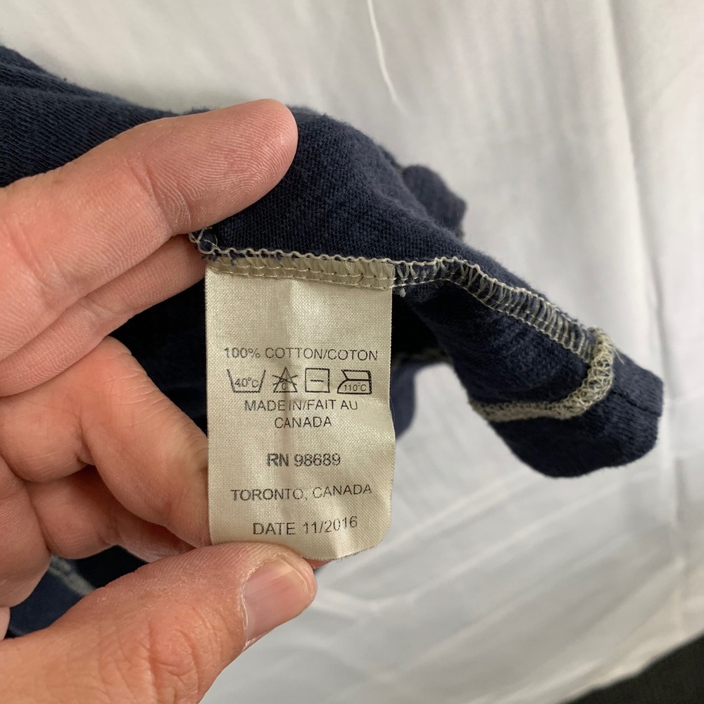 Todd Snyder x Champion T-Shirt Mens L Navy Blue Graphic Logo Slub Cotton Canada - Picture 7 of 10